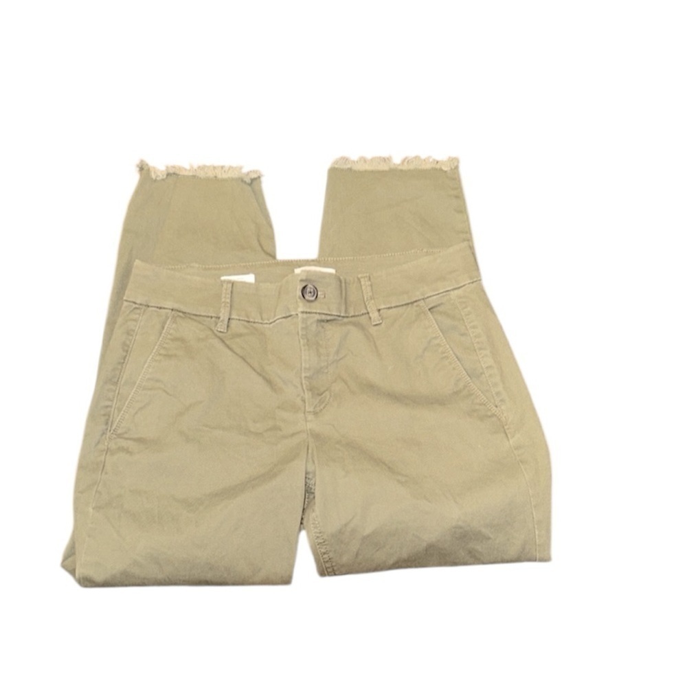 Loft girlfriend Chino size 8 petite Olive Green Casual Pants with raw hem